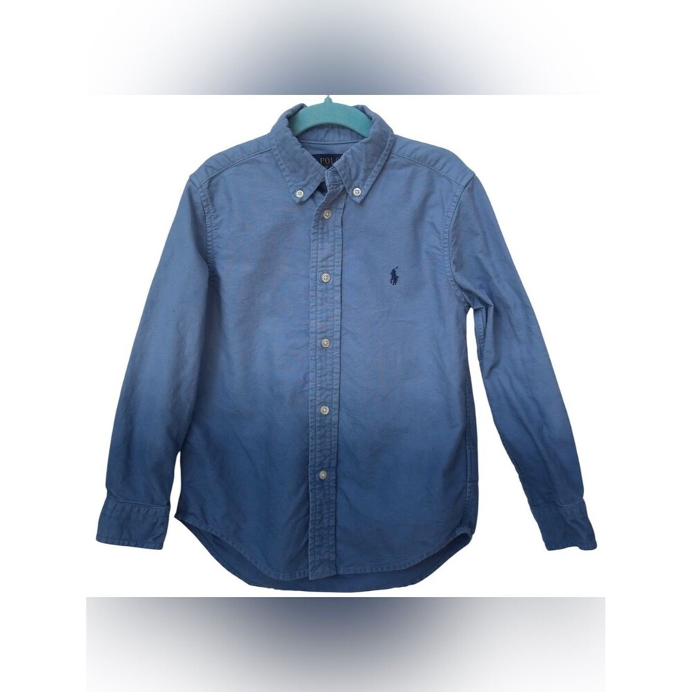 Polo Ralph Lauren Boys Kids Blue Ombre Dip Dye Cotton Oxford Shirt. 5. 5T.